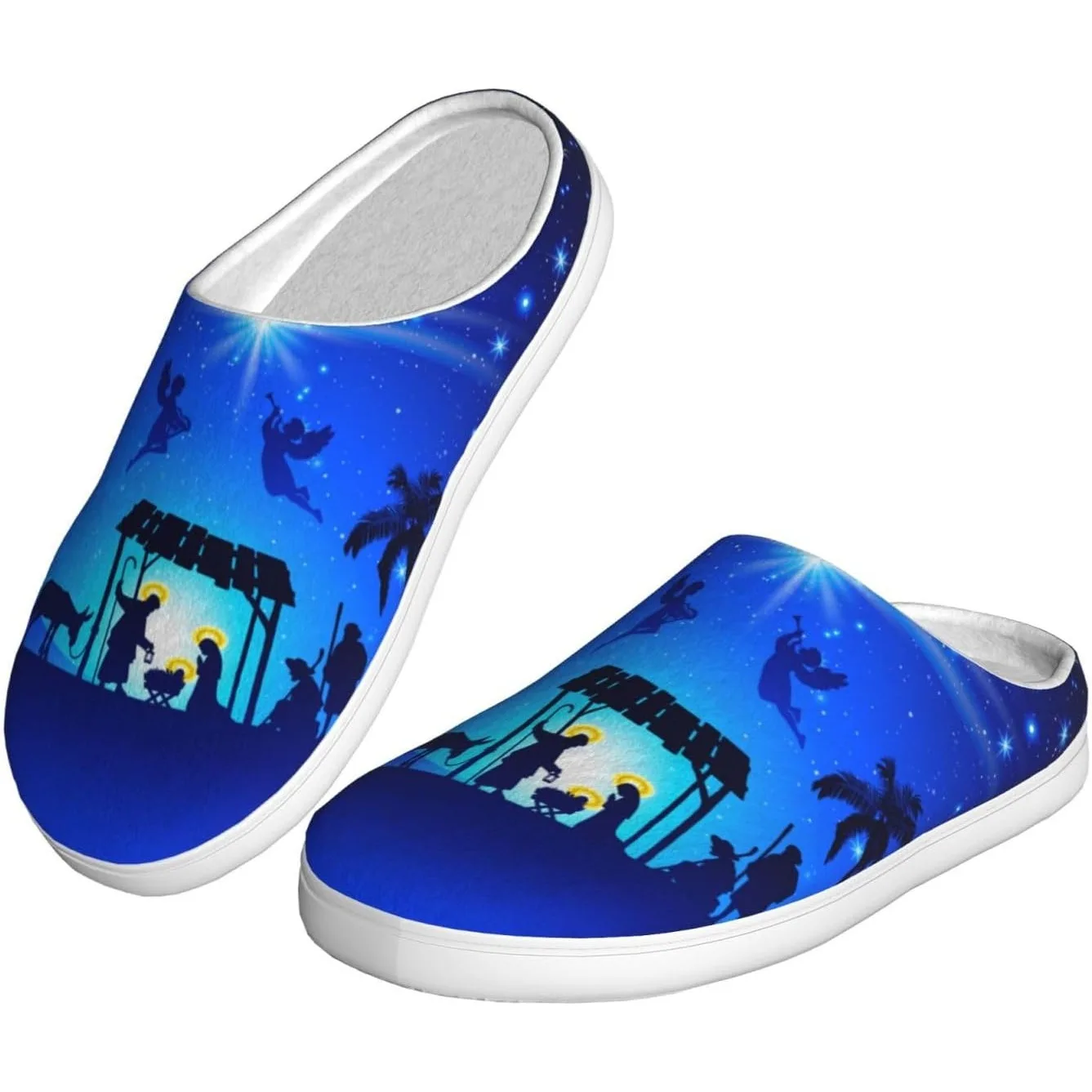 عيد الميلاد مشهد المهد المسيحي الكبار النعال القطنية المنزل أحذية الملاعب المغطاة #1