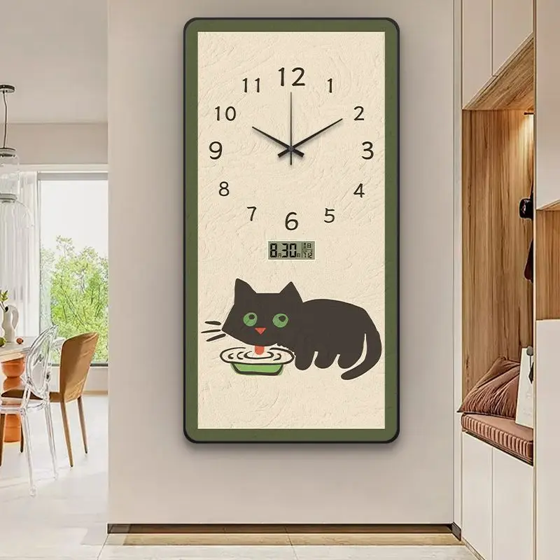 Perpetual Calendar Living Room Wall Clock French Retro Style Silent Home Electronic Time Clock Wall Hanging Painting