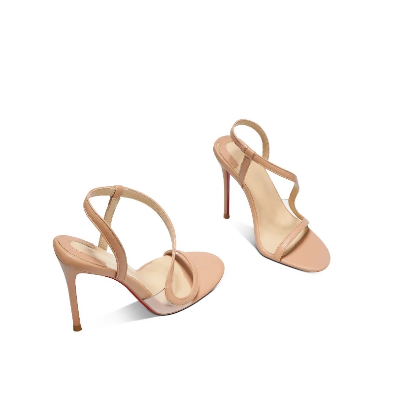 Sandalias de tacón alto con correa envolvente de serpiente para mujer, zapatos sexys de tacón fino con punta abierta, novedad de verano 2025