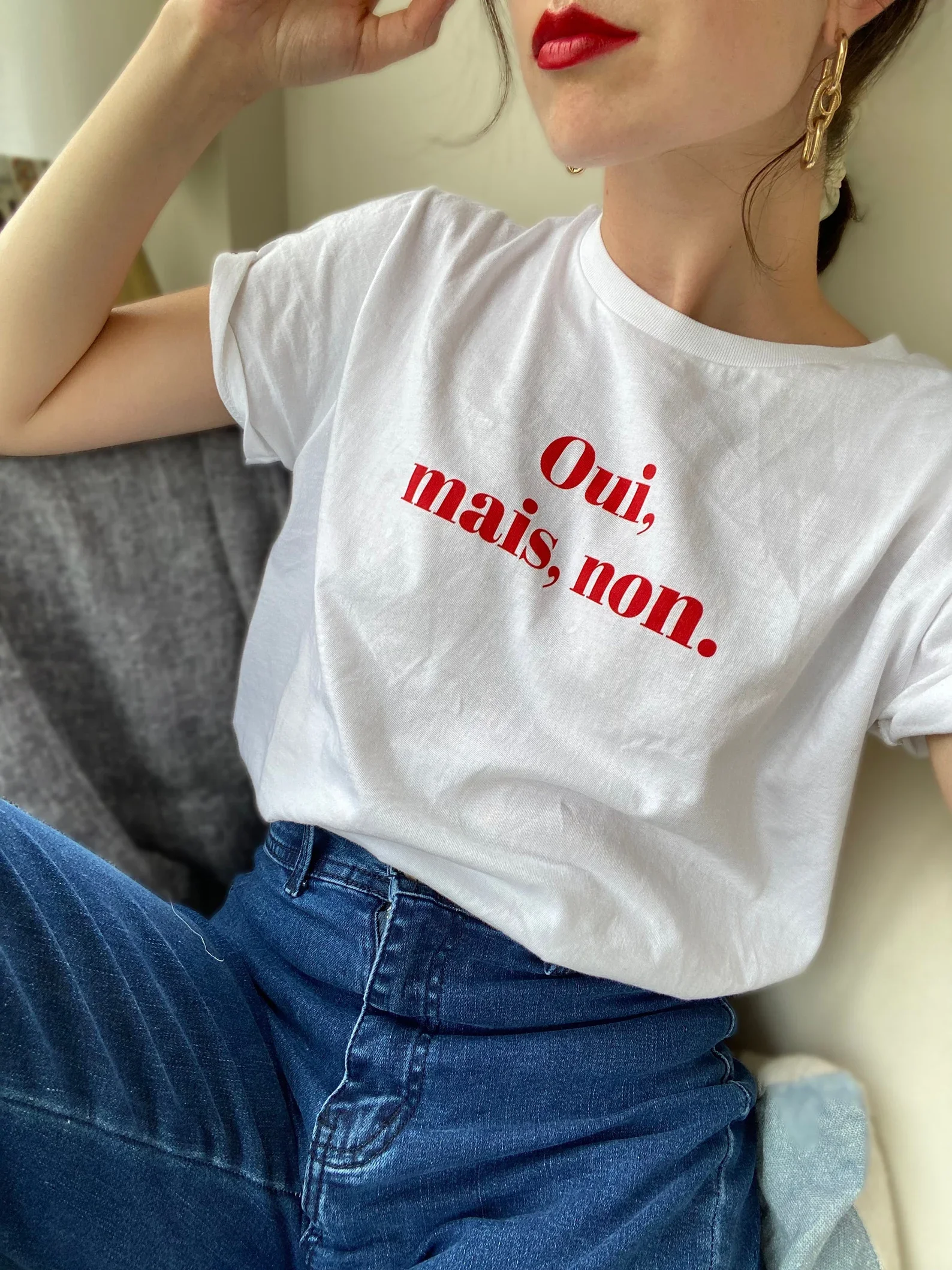 

Oui Mais Non French t-shirt Minimalist Style With French quote t shirt Short Sleeved Fashion Tumblr tshirts Drop Ship