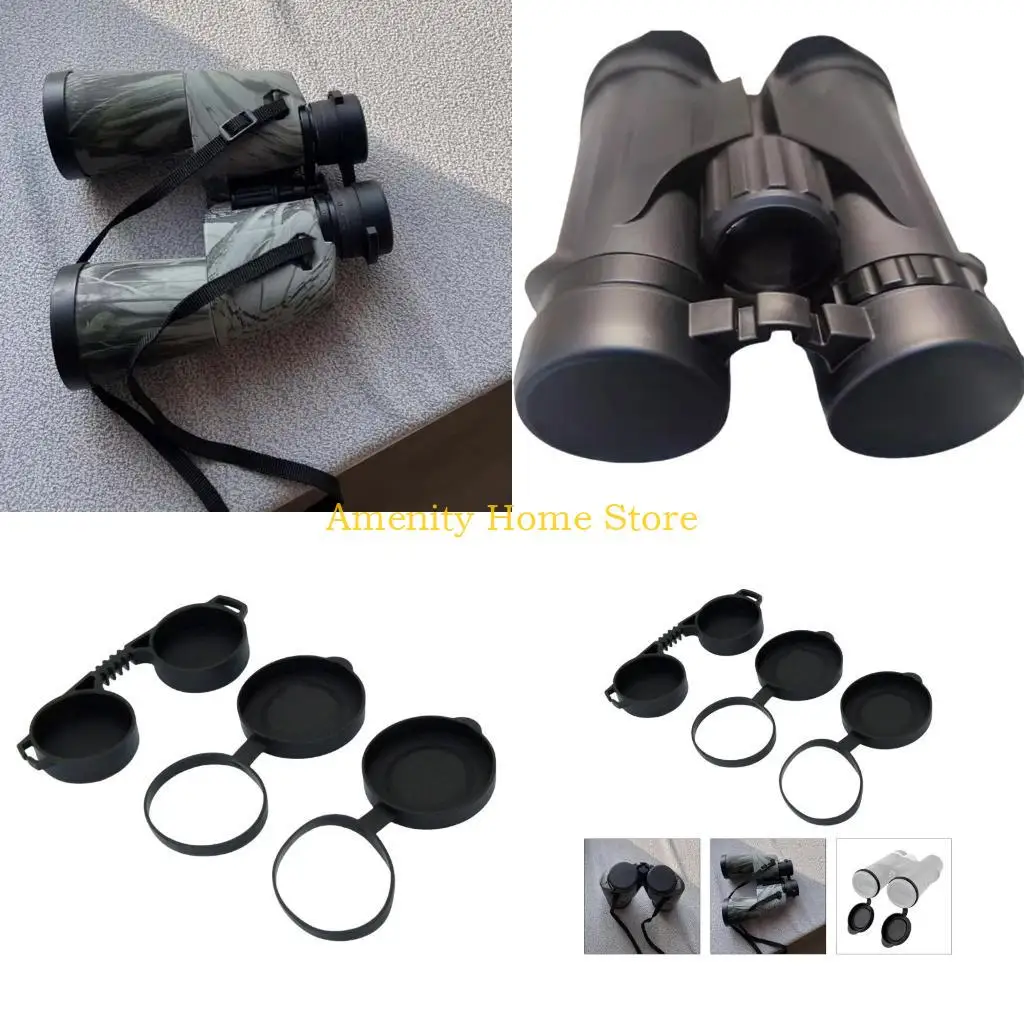 F26C Silicone Binoculars Telescope Dust Covers for 42 45mm / 62 65mm Telescope Lens Cover, Home Decoration Craft