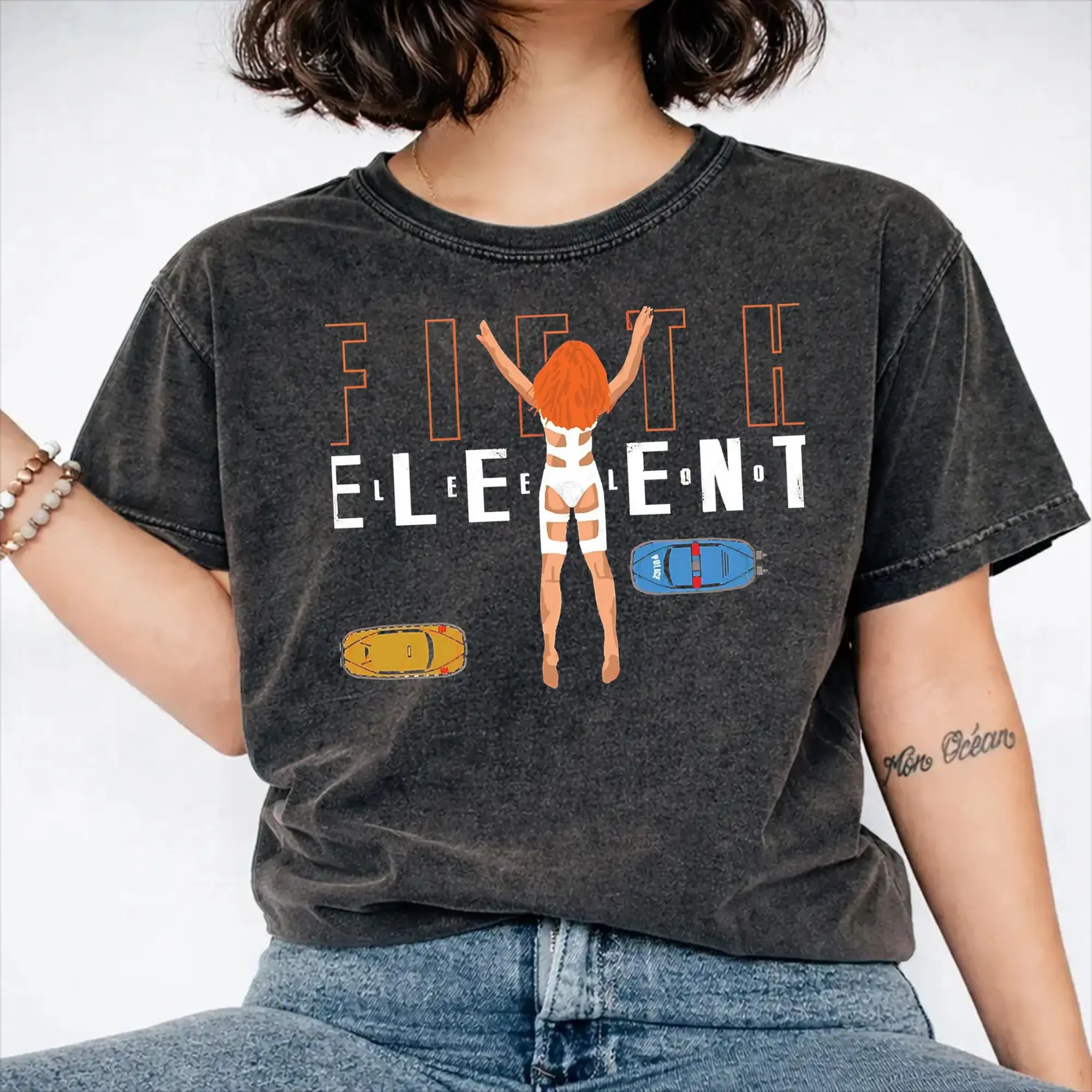 Harajuku Washed Shirt The Fifth Element Outfit Vintage T Shirt Oversize  Streetwear Short Sleeve Graphic Printed Tees