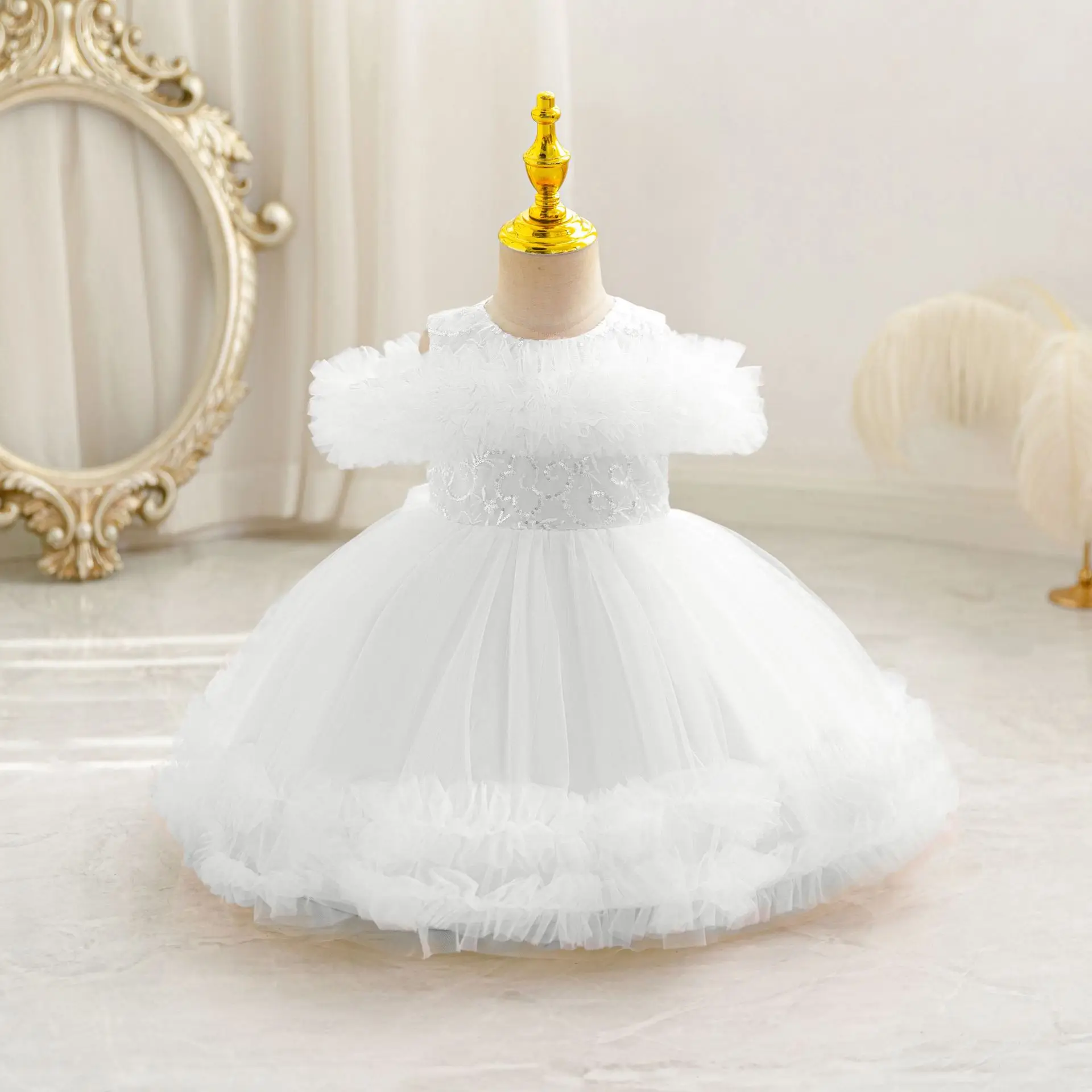 HETISO Girls Princess Sequined Dress Kid's Holiday Birthday Ball Gown Children Holiday Party School Dresses 1-4 Years
