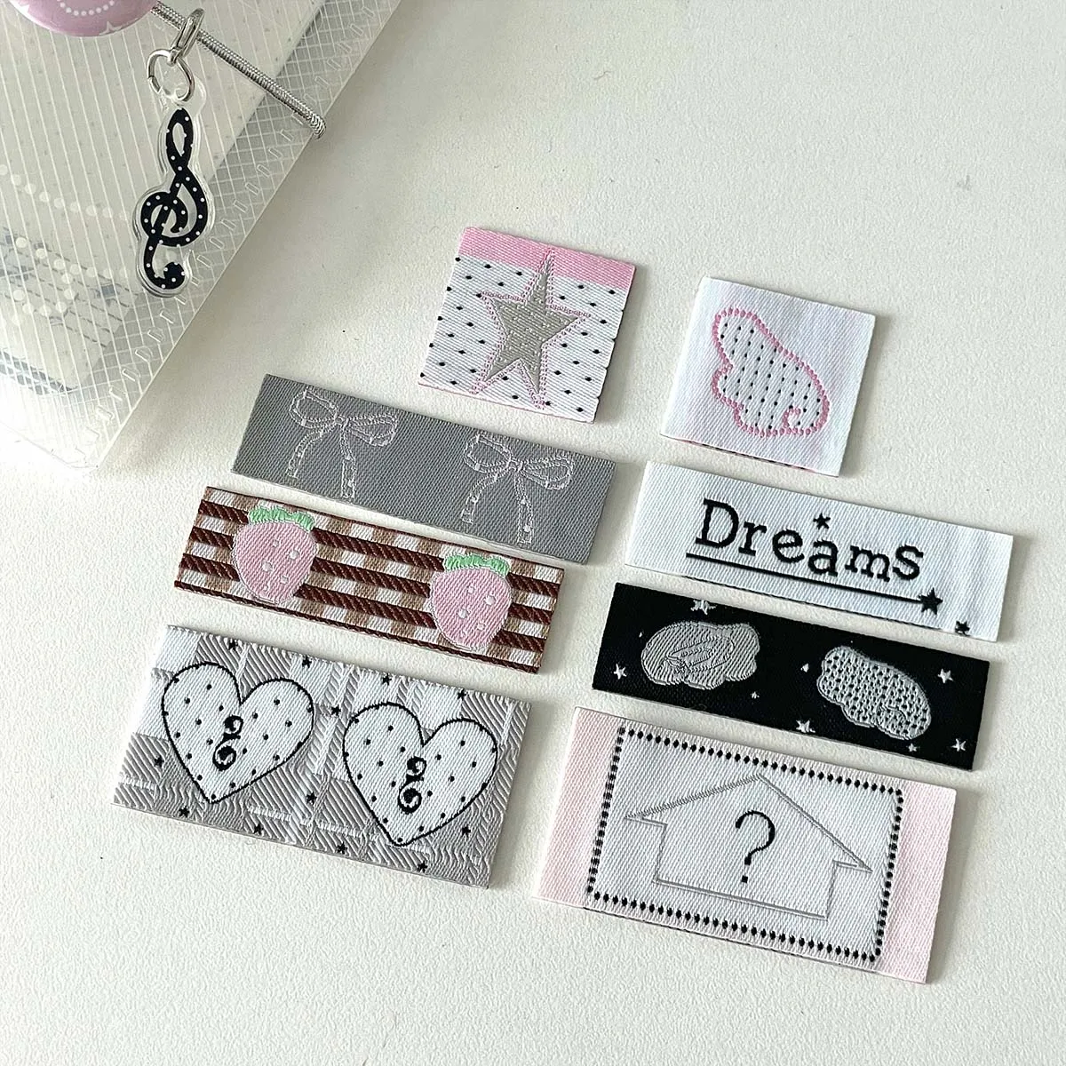 Kawaii تسمية مؤشر علامة التبويب القرطاسية ملصق التطريز محظوظ العلامة التسمية ملصق سكرابوكينغ بطاقة ذاتية اللصق