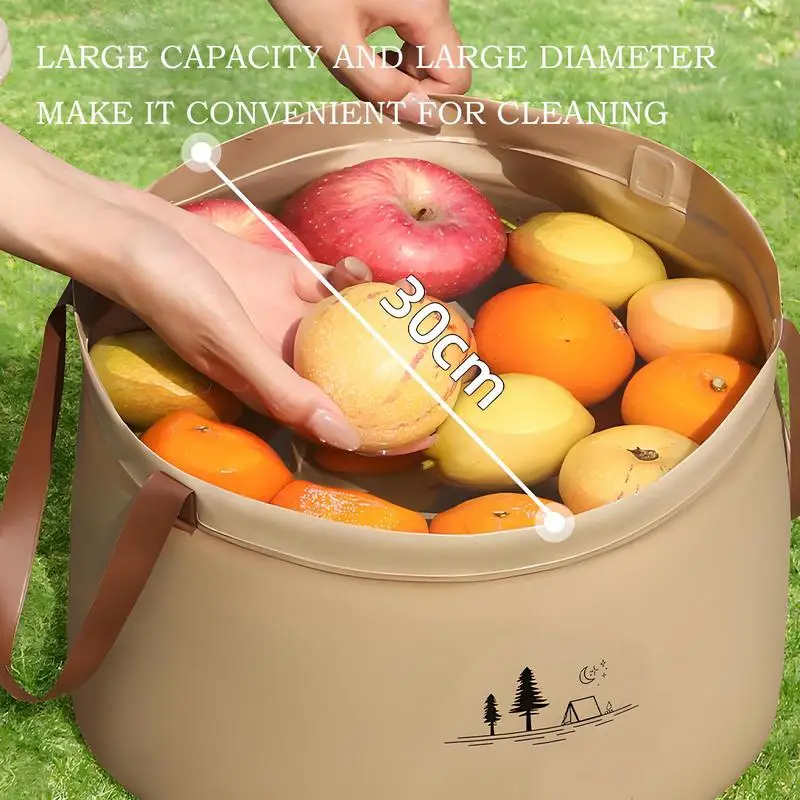 Folding Bucket Small Bucket With Handle High Density Multifunctional Wash Basin Water Container For Camping Beach Car Travel