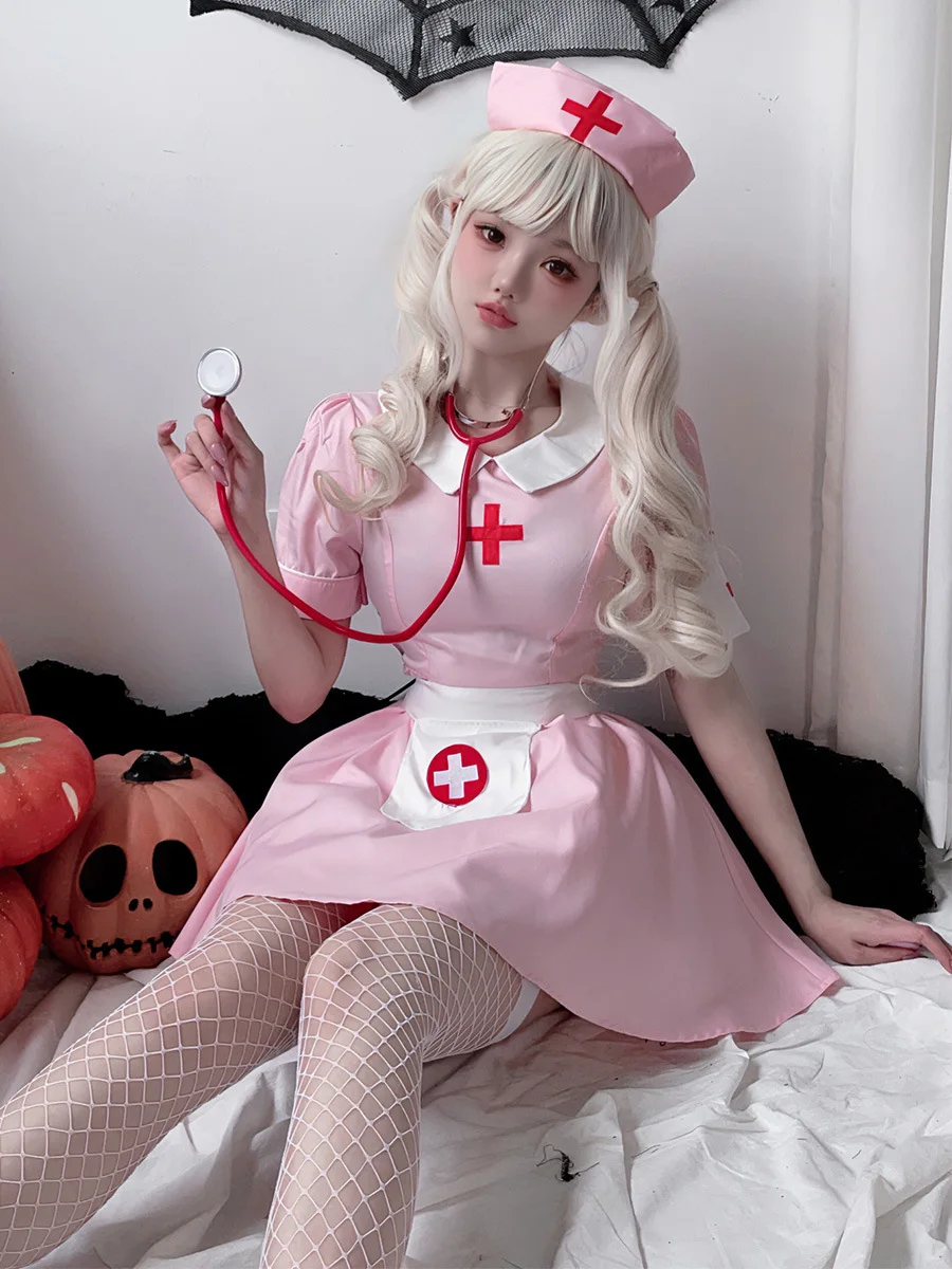 

Halloween Adult Costume Female Nurse Costume Pink Japan Pure Cosplay Sexy Doctor Nurse Skirt