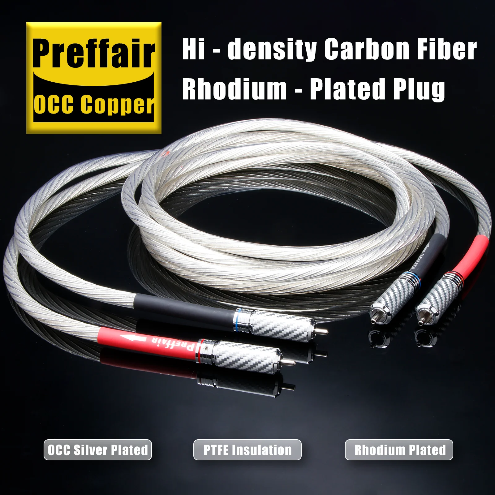 

Preffair OCC Silver Plated RCA Cable High Quality 6Cores Audio Wire with Carbon Fiber 2RCA Plug