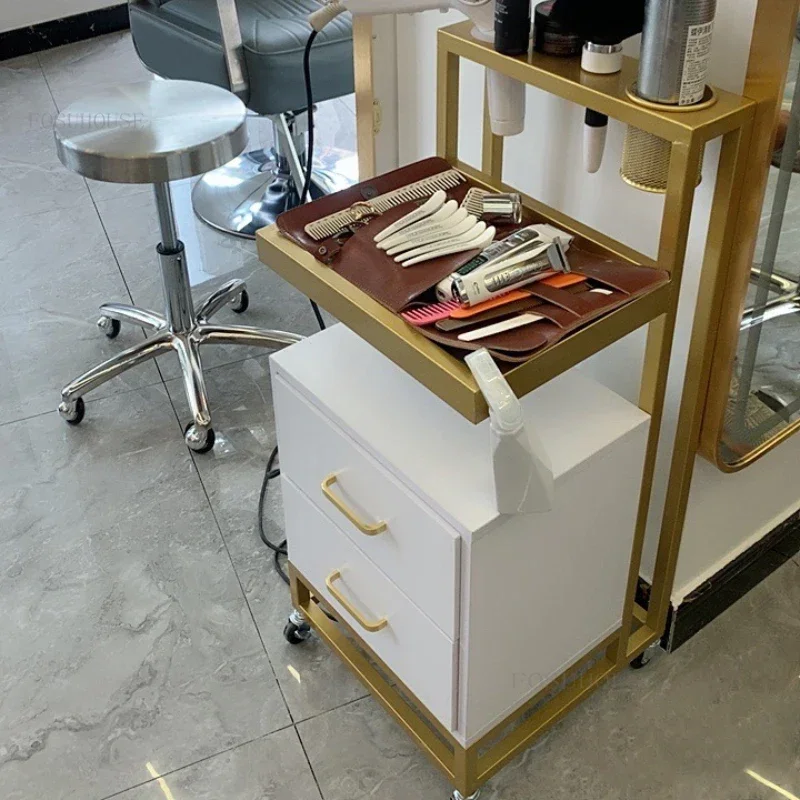 

Light Luxury Salon Trolleys Hairdressing Shop Tool Cabinet Hair Salon Special Shelf Barber Shop Moving Trolley Tool Trolley