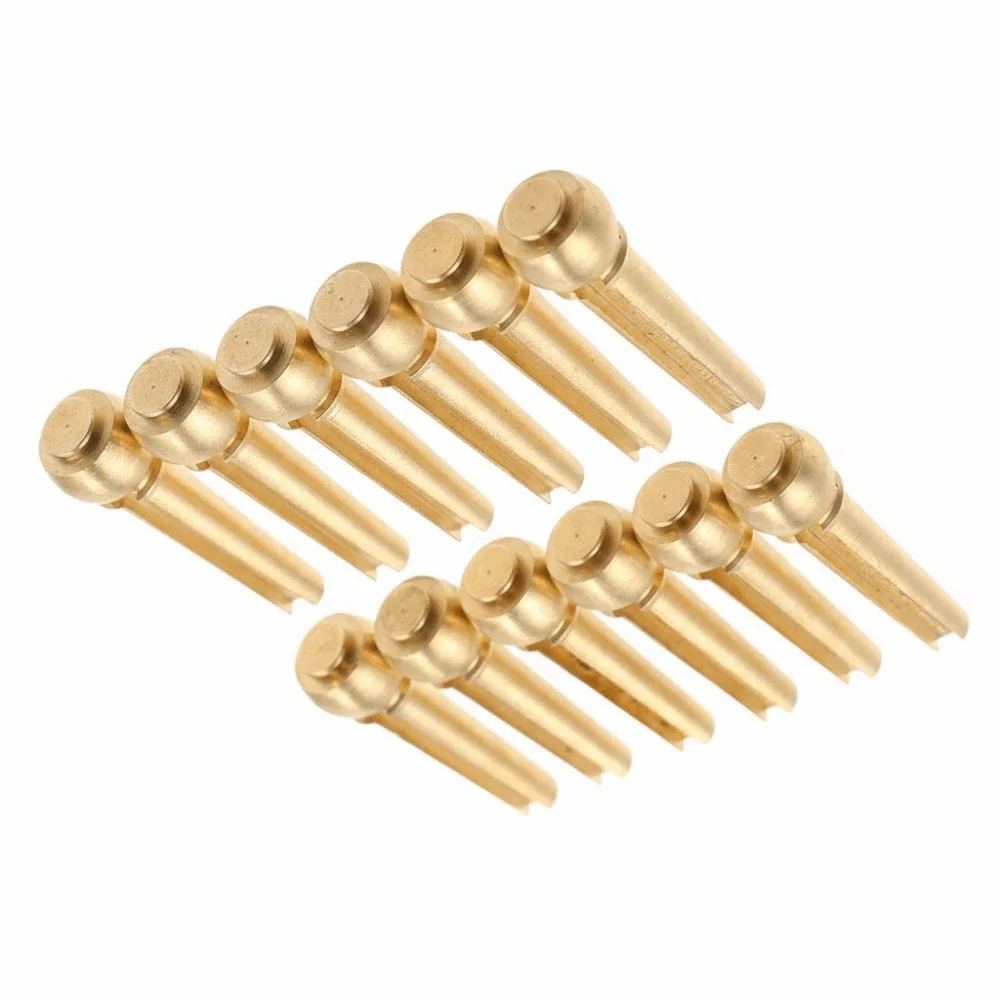 12PCS Brass Material Brass Guitar Bridge Pins Gold Plated Golden Color Guitar Bridge Pins Comes With Pin Puller