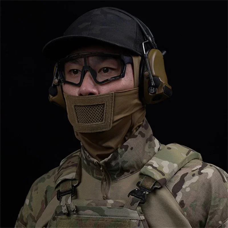 FDHBGE Capacete tático Máscara facial completa Caça Caminhadas Ciclismo Wargame Tiro Esportes ao ar livre Proteção à prova de vento respirável