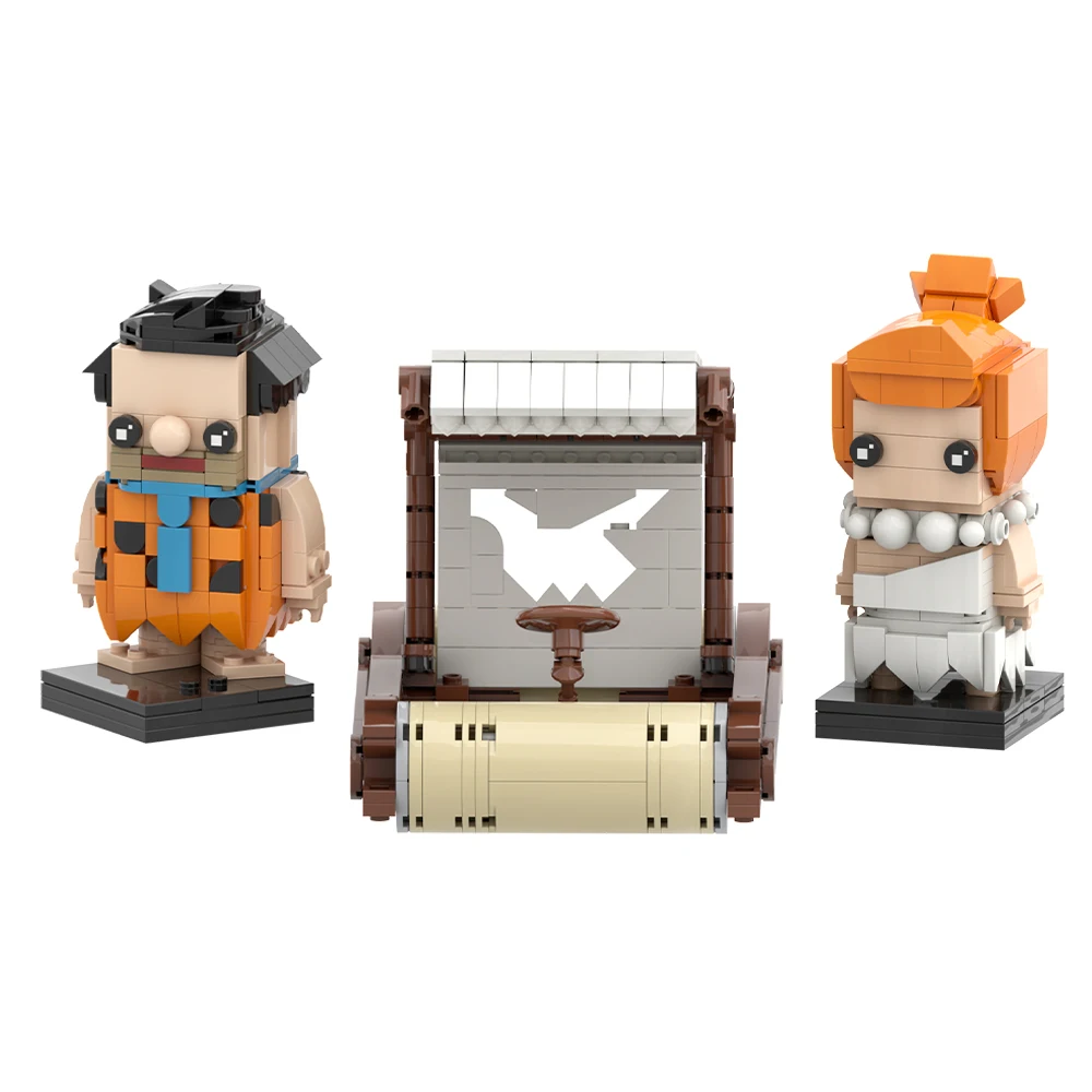 Gobricks MOC American movies Arcanes Figure Brickheadzs Building Blocks Model Freds and Wilma Bricks Assembled Toy Children Gift