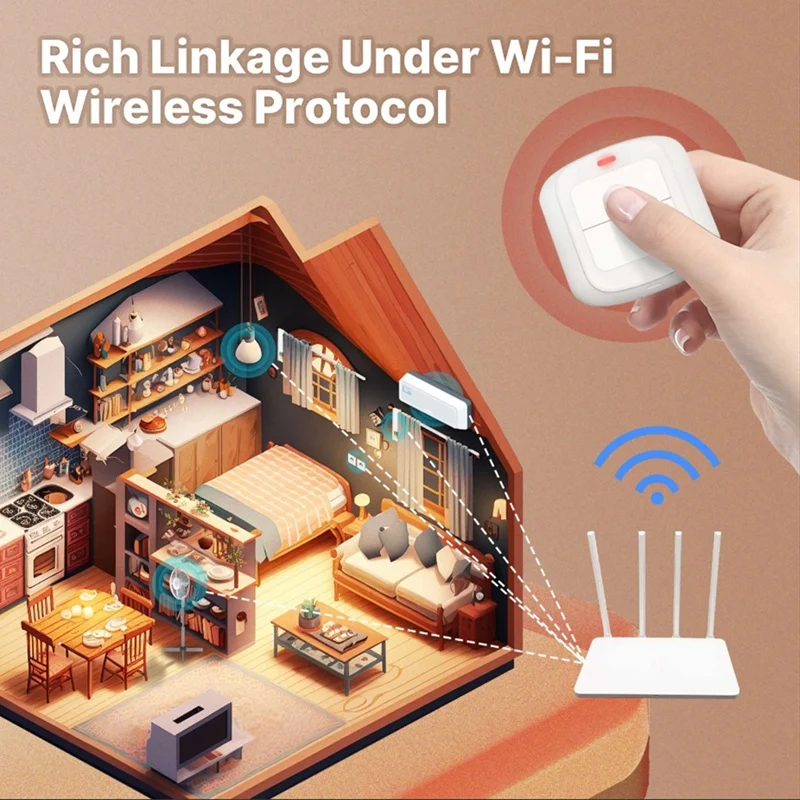 Tuya Wifi Button Scene Switch Wireless Smart Light Wall Switch Low Power Consumption No Wiring For One Tap To Run Easy To Use