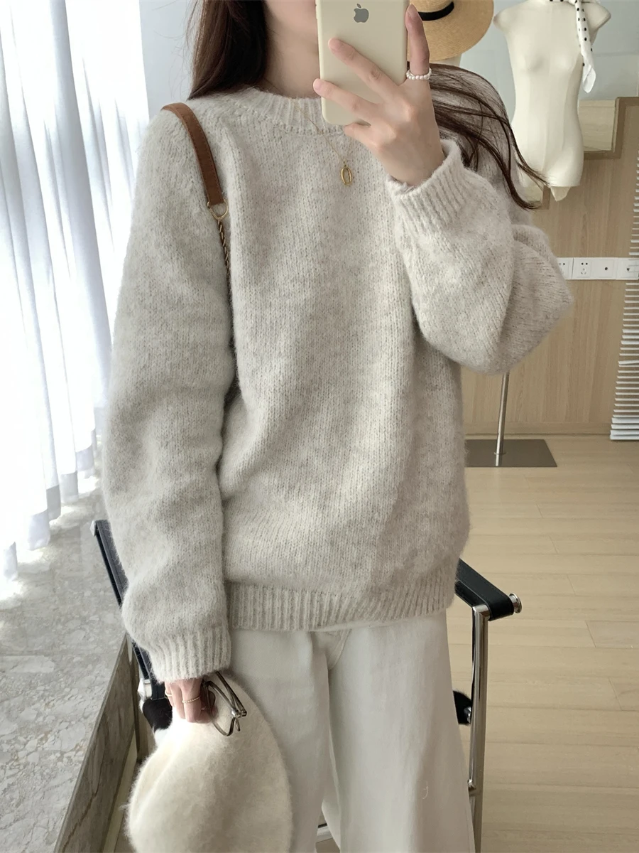 Thiened zachte gebreide trui dames chique innerlijke irt basislaag eenvoudige Sle Koreaanse versie lente herfst winter top