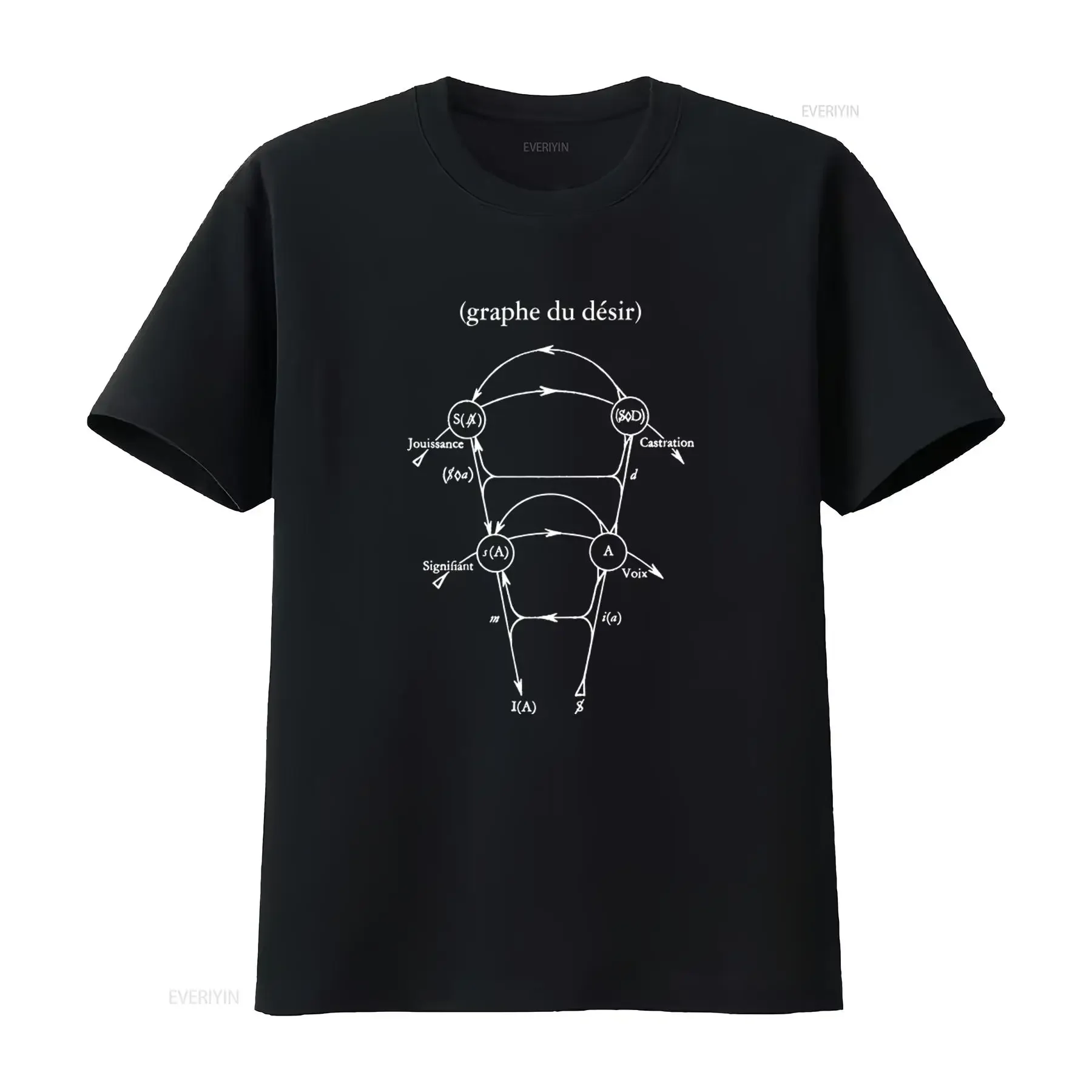 T-shirt Lacan Graph of Desire Philosophy, design intellectuel pour une mode réfléchie, streetwear vintage délavé, respirant