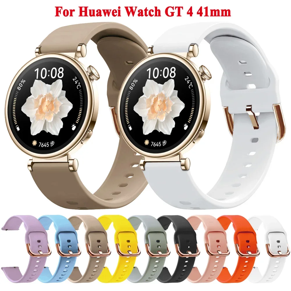 18mm Width Women Watch Strap Smartwatch Accessories For Huawei Watch GT4 GT 4 41mm Bracelet Wristband Silicone Watch Band