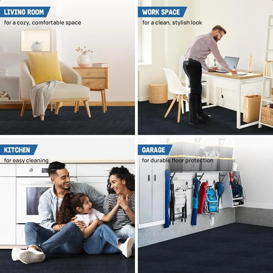 48SQ.FT Wood Grain Puzzle Exercise Mat Protective Flooring EVA Interlocking Foam Floor Tiles with Border for Home