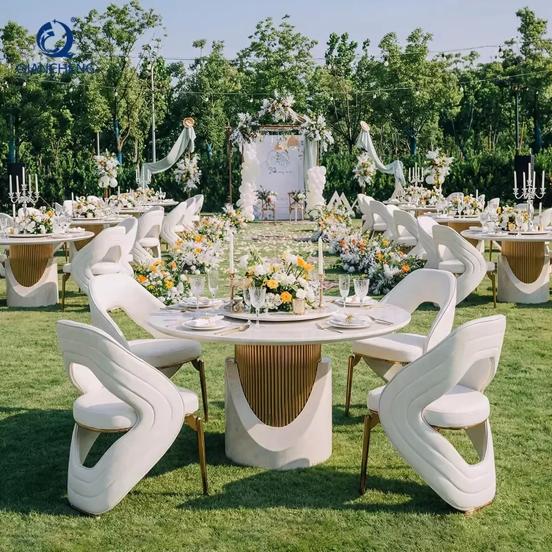 Foshan Custom Factory Dining Room Furniture Set Round Marble Dining Table and Chair for Hotel Villa Wedding Restaurant
