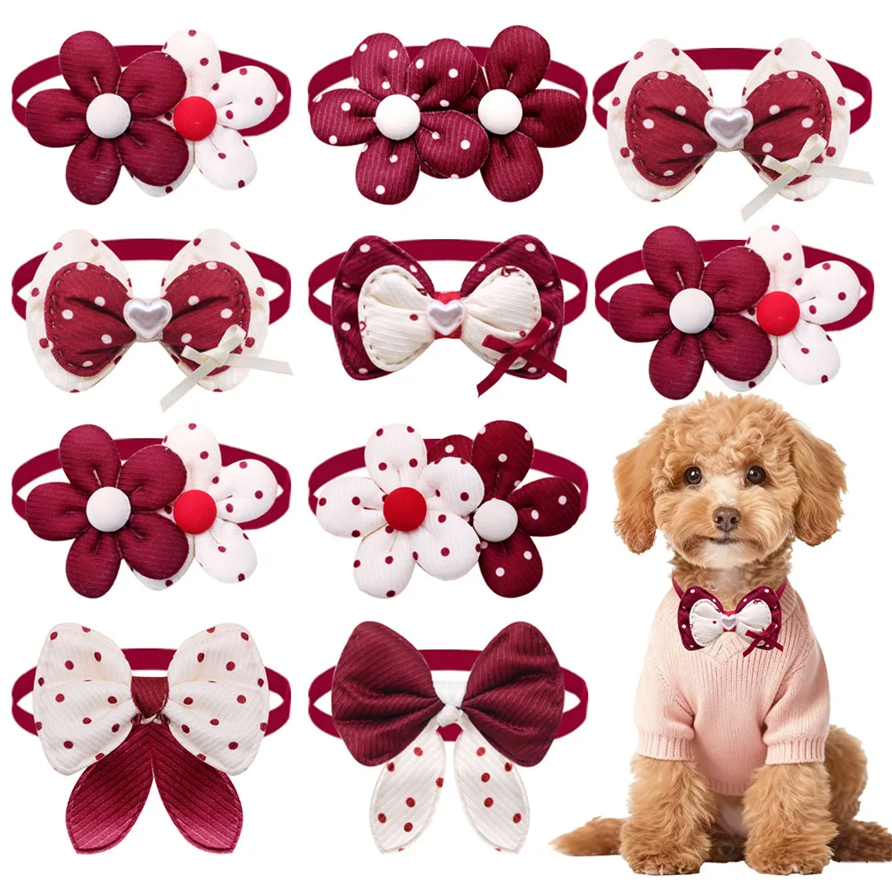 20/40PCS Multi-style Dog Bow Ties Collars Fashion Red & Blue Style Adjustable Dog Bowties Cat Necklaces Pet Supplies For Dogs