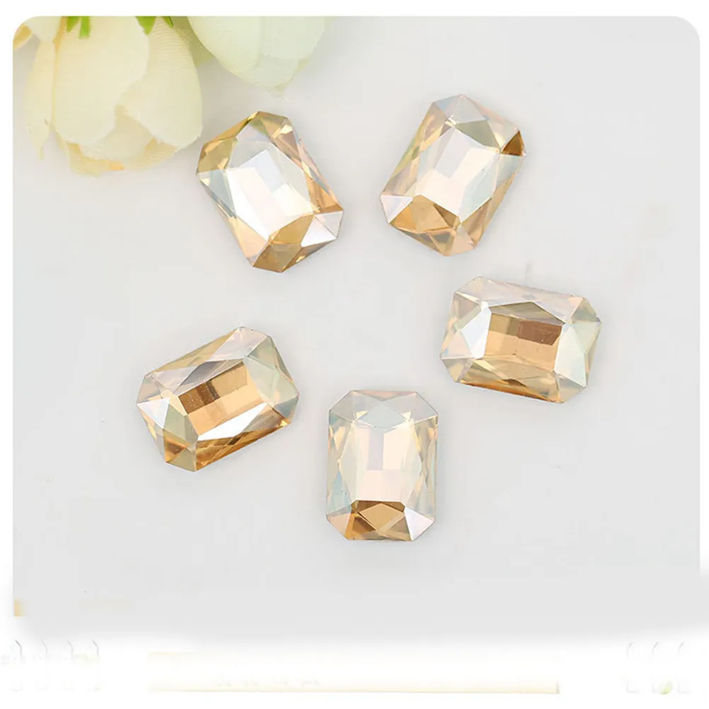 50Pcs Colorful Rhinestone Glass Octagonal Drills Crystal Nail Art DIY Jewelry Clothes Home Decoration Colorful Rhinestone