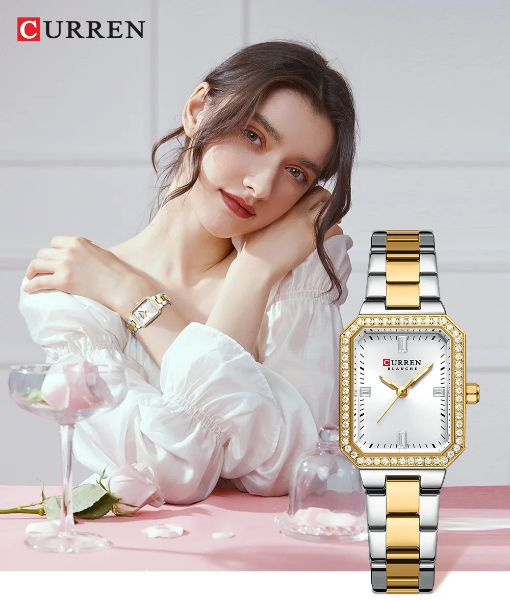 CURREN Women Watch Quartz Watch for Ladies Simple Elegant Dress Wristwatch Stainless Steel Bracelet