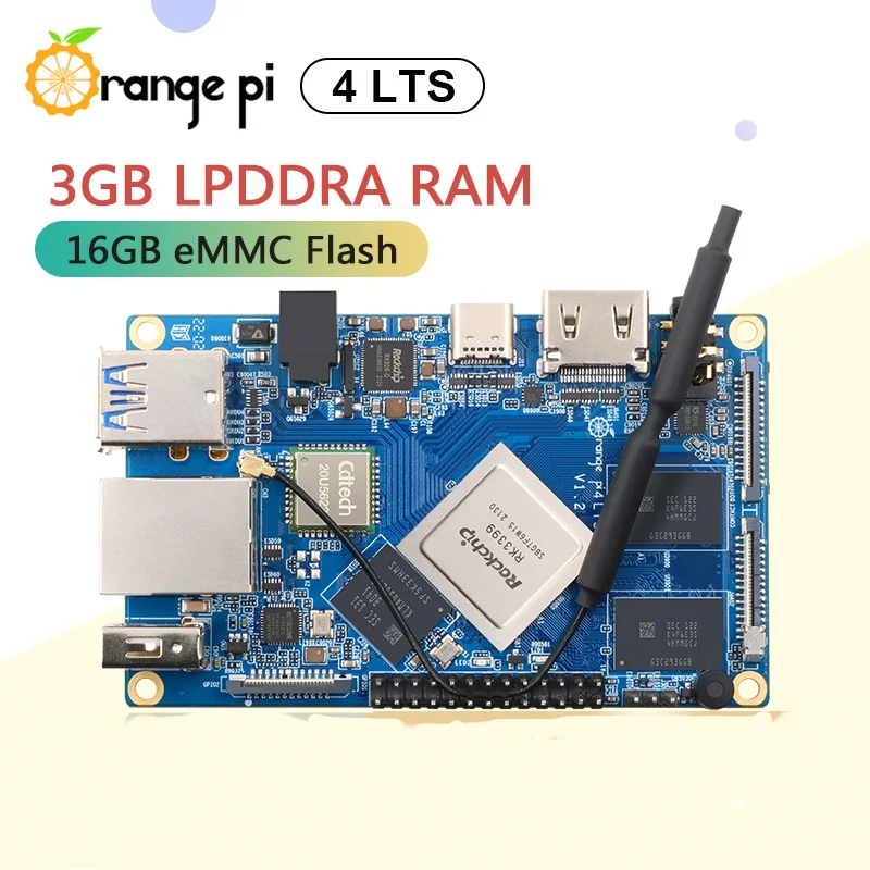 Bluetooth,Wi-Fi,3GB, 16 GBをサポートするオレンジ色のpi4ltsマイクロrk3399