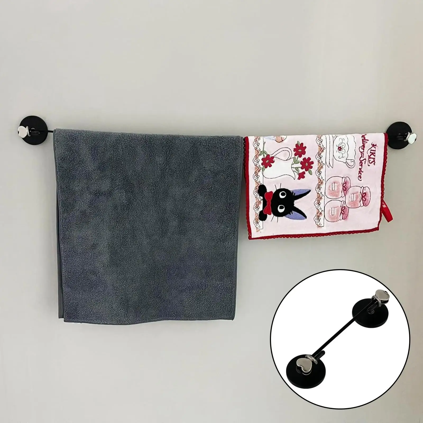 Metal Curtain Bungee Cord Rod Extendable Curtain Rail Holder for Bathroom Home Easy No Drilling Install