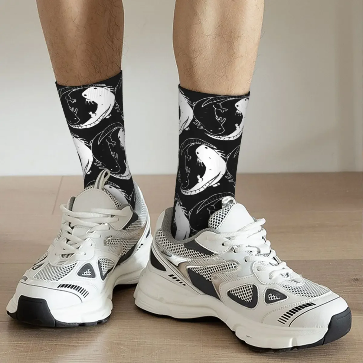 Axolotl-Calcetines largos de Yin Yang para hombre y mujer, medias absorbentes de sudor Harajuku, accesorios para todas las estaciones, regalos