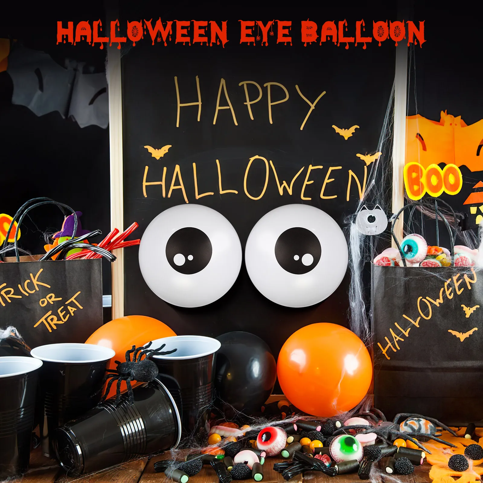 

100pcs 5 Inch Latex Halloween Decorations Scary Eye Balloons Halloween Party Decorations Eye for Home Bar Club Balloon Arch Kit