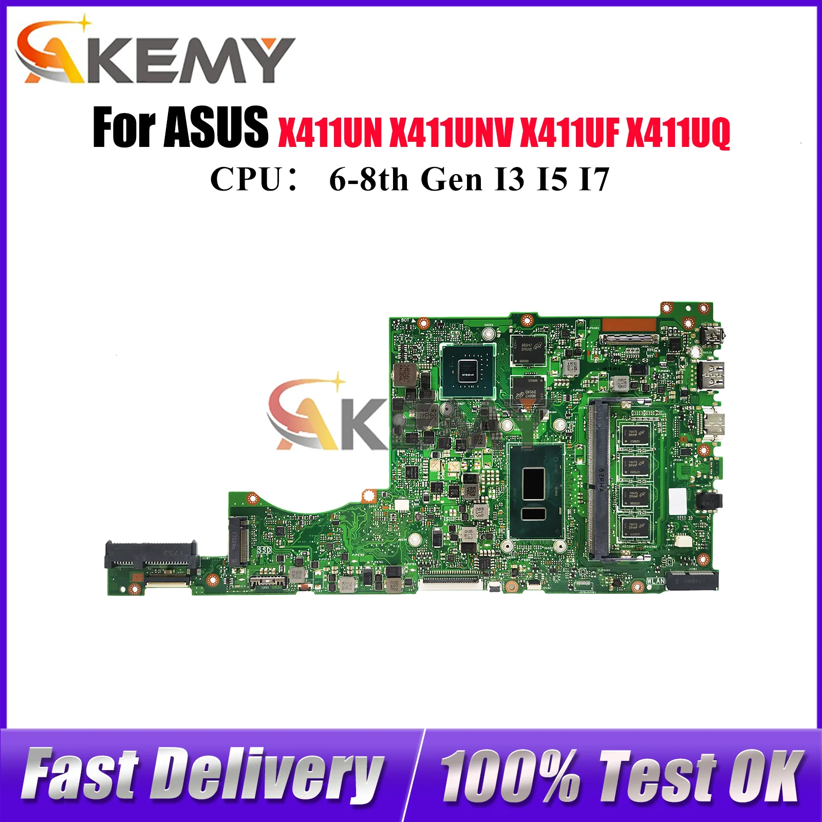 

X411UV Материнская плата для ноутбука ASUS VivoBook X411U S4000V r421u X411UNV X411UV X411UF X411UQ X411UN S4200U Материнская плата I3 I5 I7 CPU