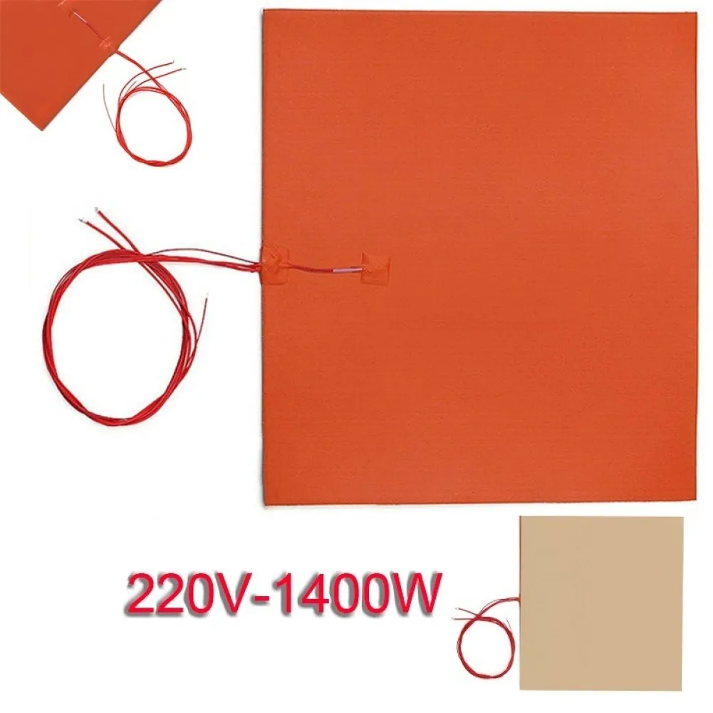 500*500Mm 220V 1400W Silicone Heater Mat Pad Voor Printer Verwarmd Bed Verwarming Ad Vierkante Rubber warmte Mat Verwarmd Bed Plaat Flexibele