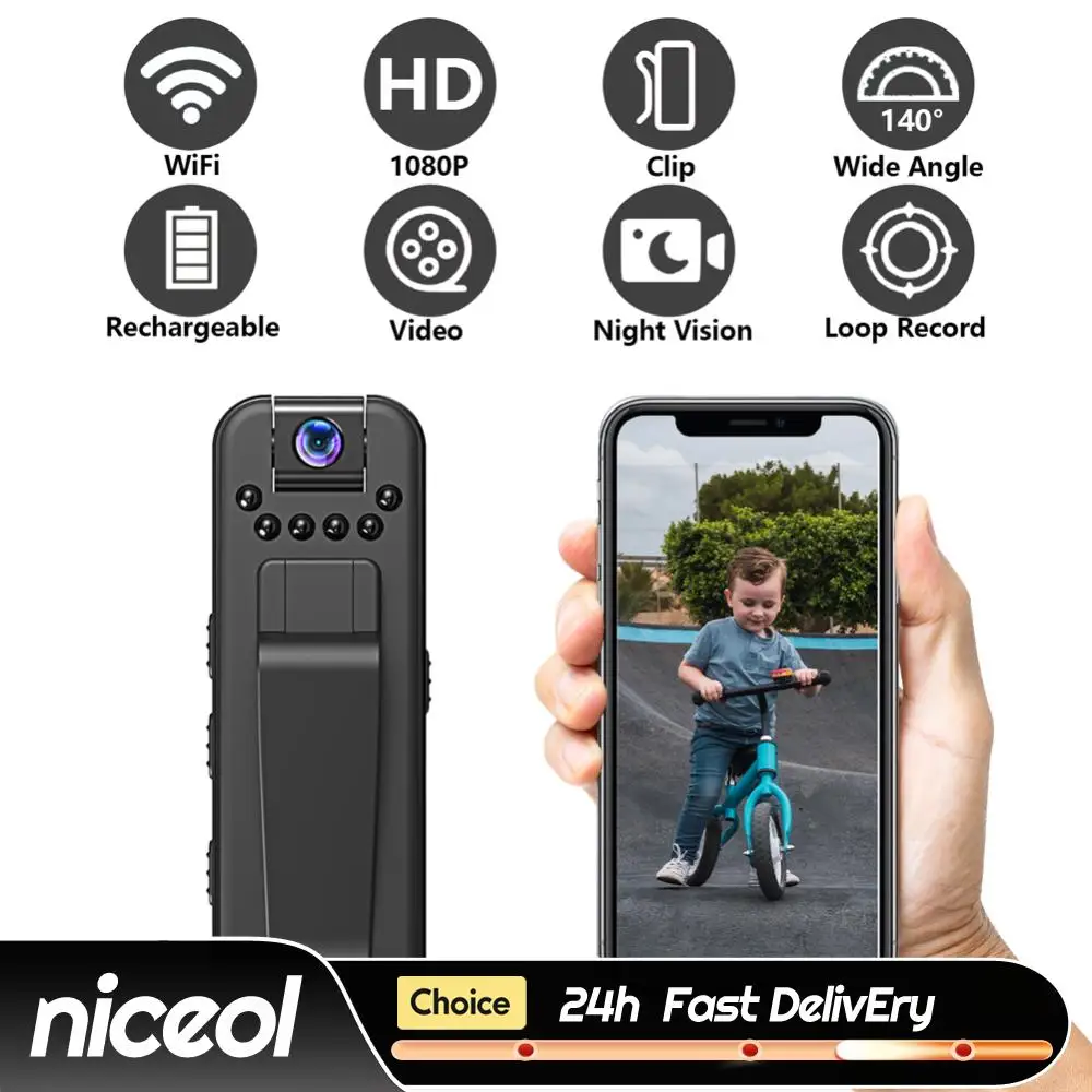 

Мини-камера HD 1080P с Wi-Fi, инфракрасным ночным видением и креплением на клипсе, миниатюрная видеокамера для видеонаблюдения