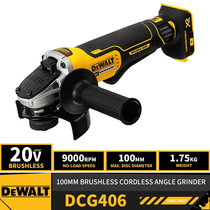 DEWALT DCG406 100MM Brushless Cordless Angle Grinder 20V Lithium Power Tools 9000RPM