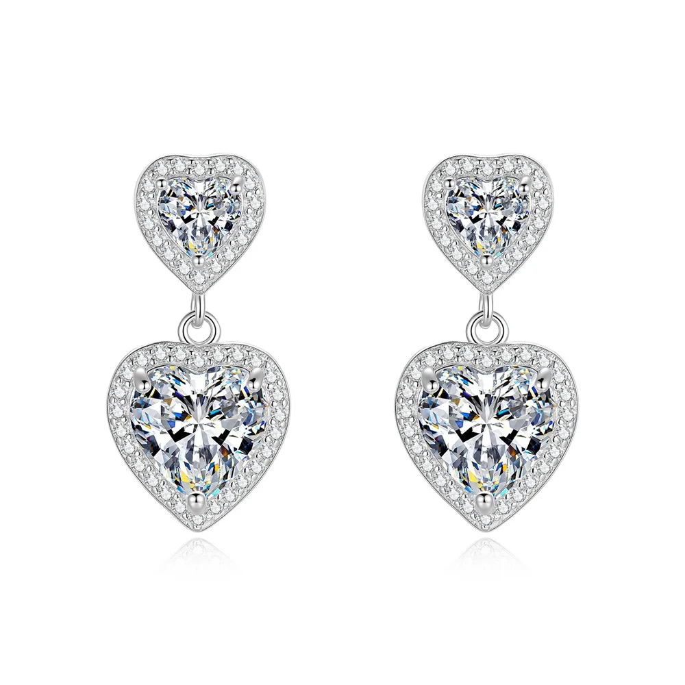 

D Color 5ct Heart-Shaped Moissanite Earrings S925 Sterling Silver Ear Stud for Woman Anniversary Party High-End Jewelry Gift