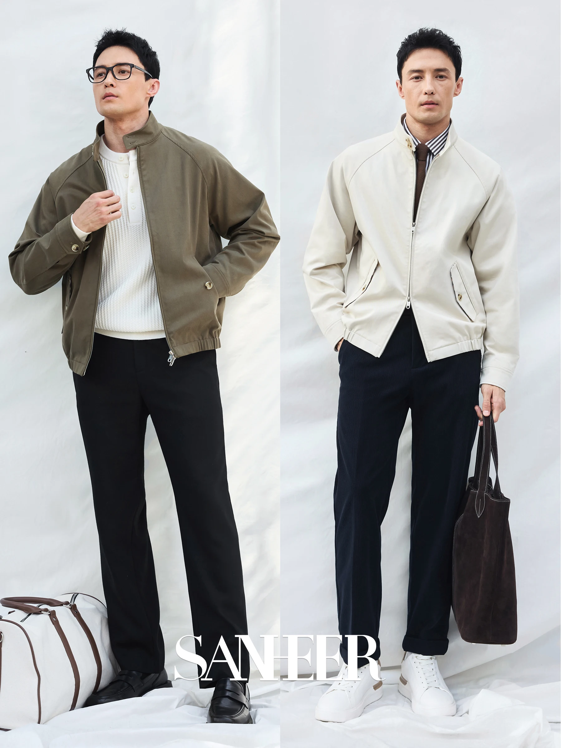 سترة رجالية جديدة للخريف، ياقة أمريكية غير رسمية بلون سادة، سترة علوية قصيرة للأعمال