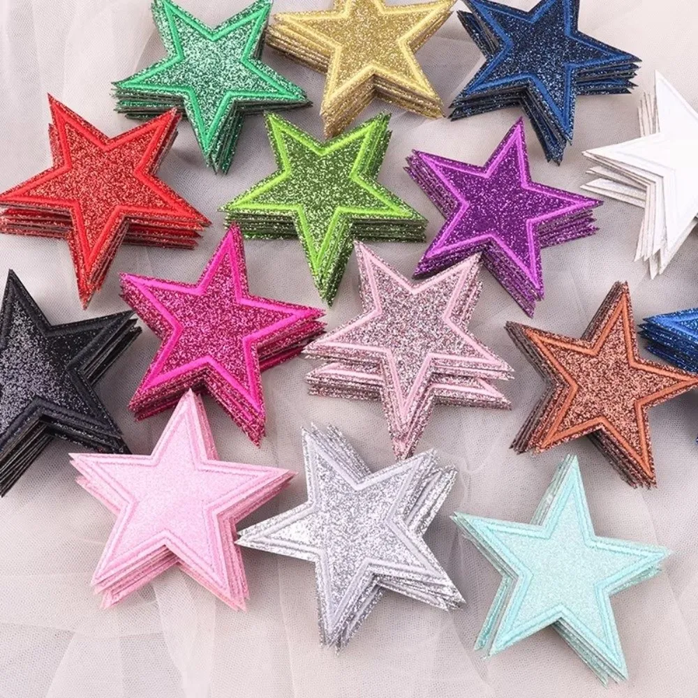 14/17 Pcs Colorful Embroidery Patch Sparkle Star Shape DIY Glitter Patch Iron On Application Heart Shape Applique Patch