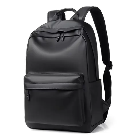 New Fashion Men PU Leather Backpack Black School Bags for Teenager 15.6 Inch Laptop Backpacks Mochila Masculina High Quality