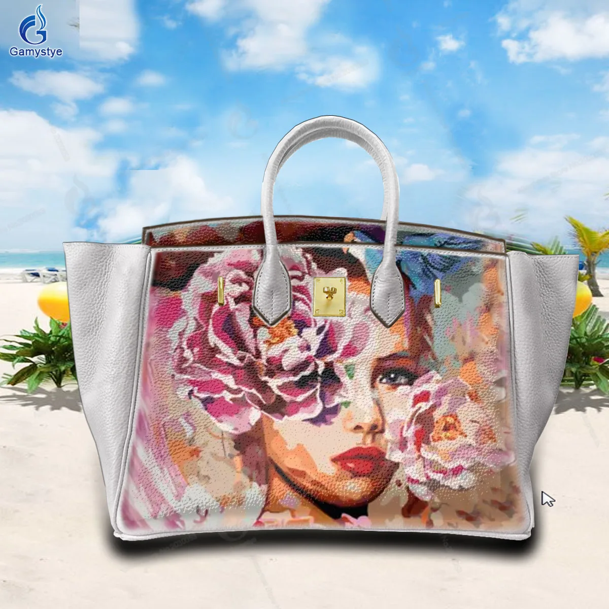 

Women'S Fashion Bags Luxury Designer Brands Messenger Bag Beautiful Girl Oil Painting Print Soft Cow Leather Personal customizat
