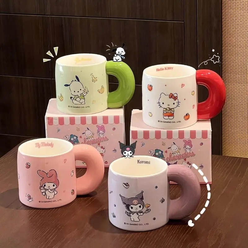 

Sanrio Kawaii Kuromi My Melody Anime Mug Girl Heart Cute Cartoon Hello Kitty Hangyodon Ceramic Water Cup Milk Cup Gift for Kids