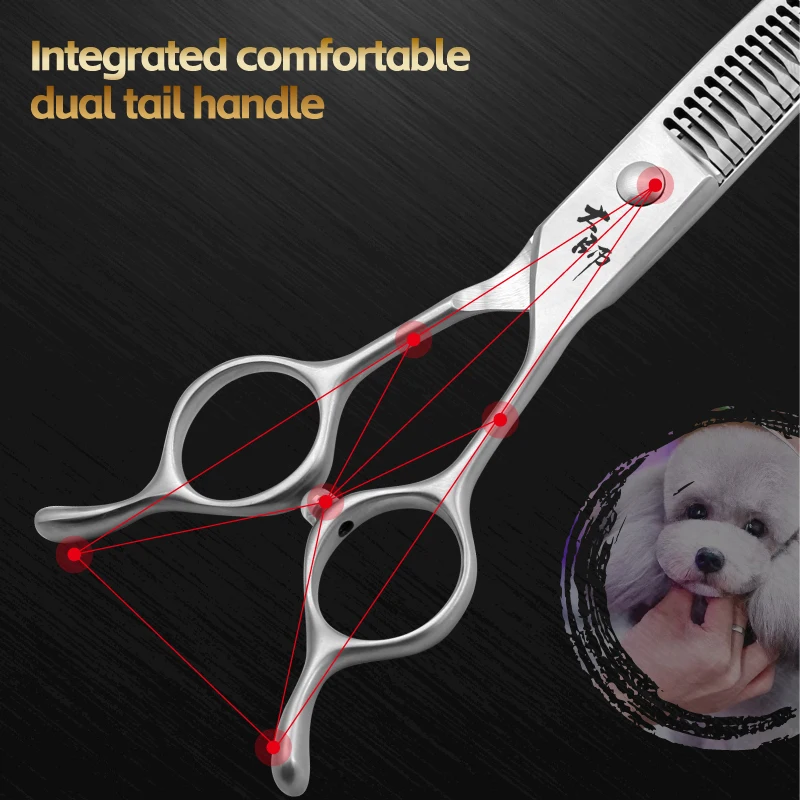 Fenice 7 Zoll Pet Grooming Magic Scissors Trimmen und Friseur Hunde Schönheit gebogene Chunker Schere JP440C Stahl 70 % Rate