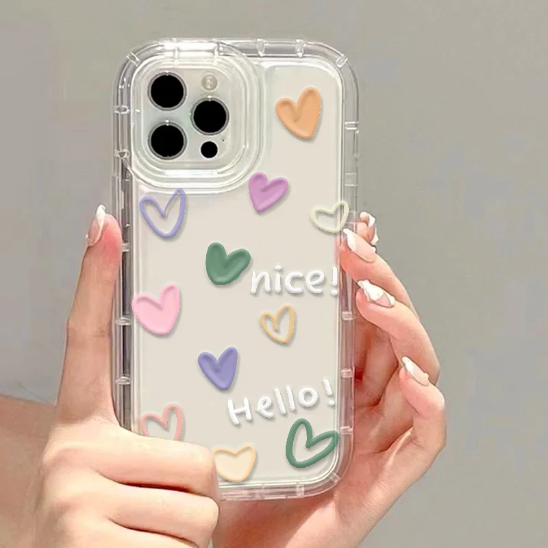 Love Heart Phone Case For iPhone 14 13 11 12 15 Pro Max XS XR X 8 7 Plus SE 2022 2022 14Pro 15Pro Soft Shockproof Bumper Cover