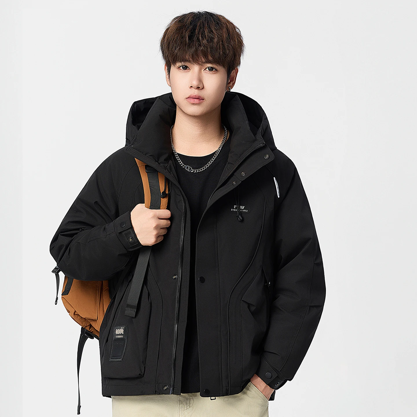 Casual Warm Hooded Duck Down Jackets 2025 Winter Windproof Puffer Coats High Streetwear Thicken Padded Parkas Youth Top Clothing