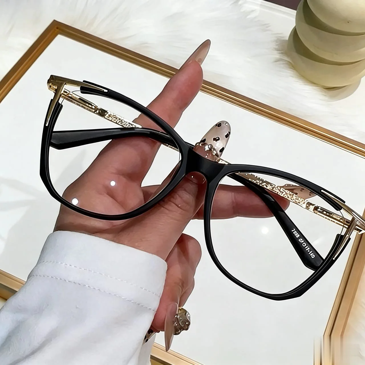 Black Square Computer Glasses Metal Frame Women Men Anti Blue Light Cat Eye Eyewear Blocking Optical Spectacle Eyeglasses Female