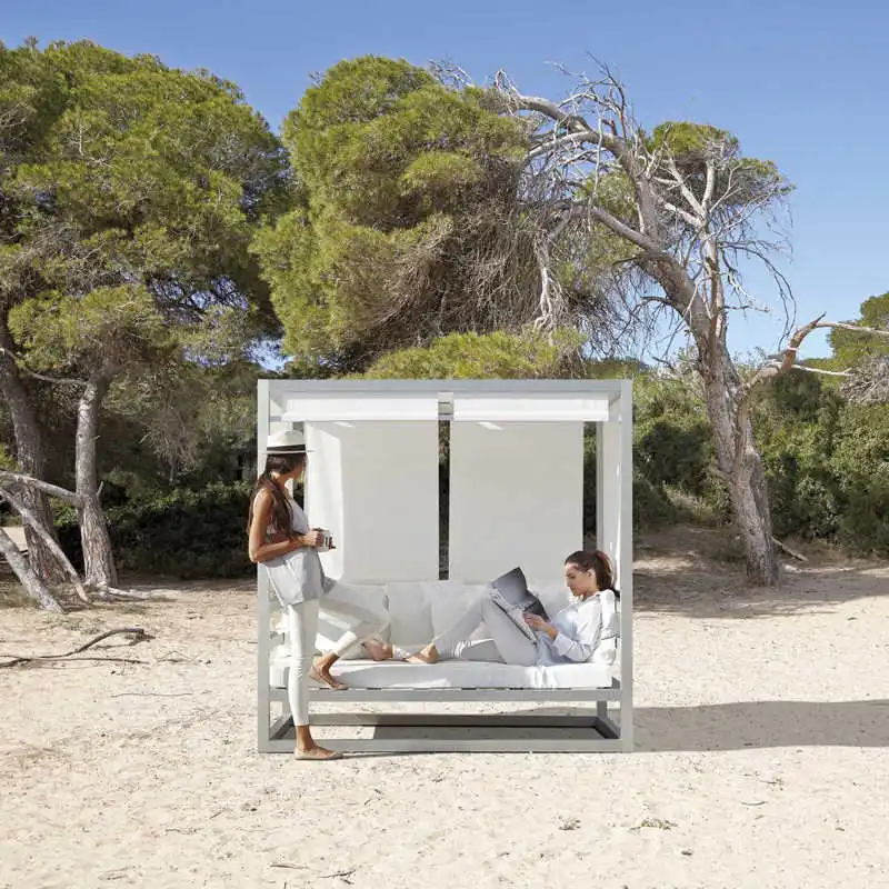 

Outdoor tables and chairs aluminum alloy villa personalized swimming pool large with awning sofa vacation canopy rattan bed