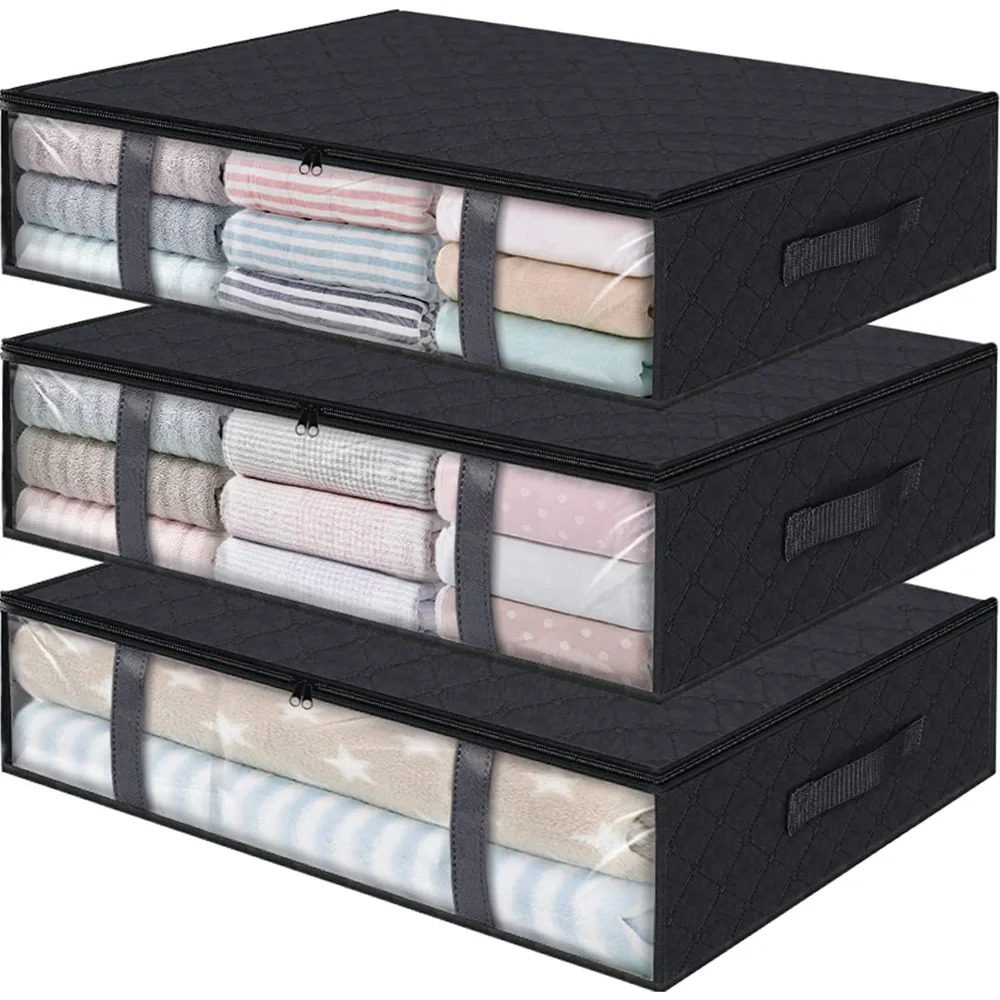 

Underbed Storage Bag Foldable Bedding Cotton Quilt Clothing Wardrobe Dustproof Storage Box Organizer Large Capacity