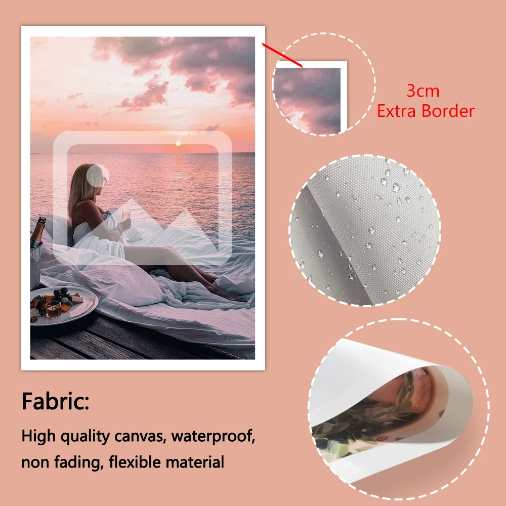 قطعة واحدة من الصور المخصصة على القماش مع إطار خشبي DIY أو ملصق بدون إطار، صور مخصصة مخصصة لمحبيك، ملصق مخصص #3