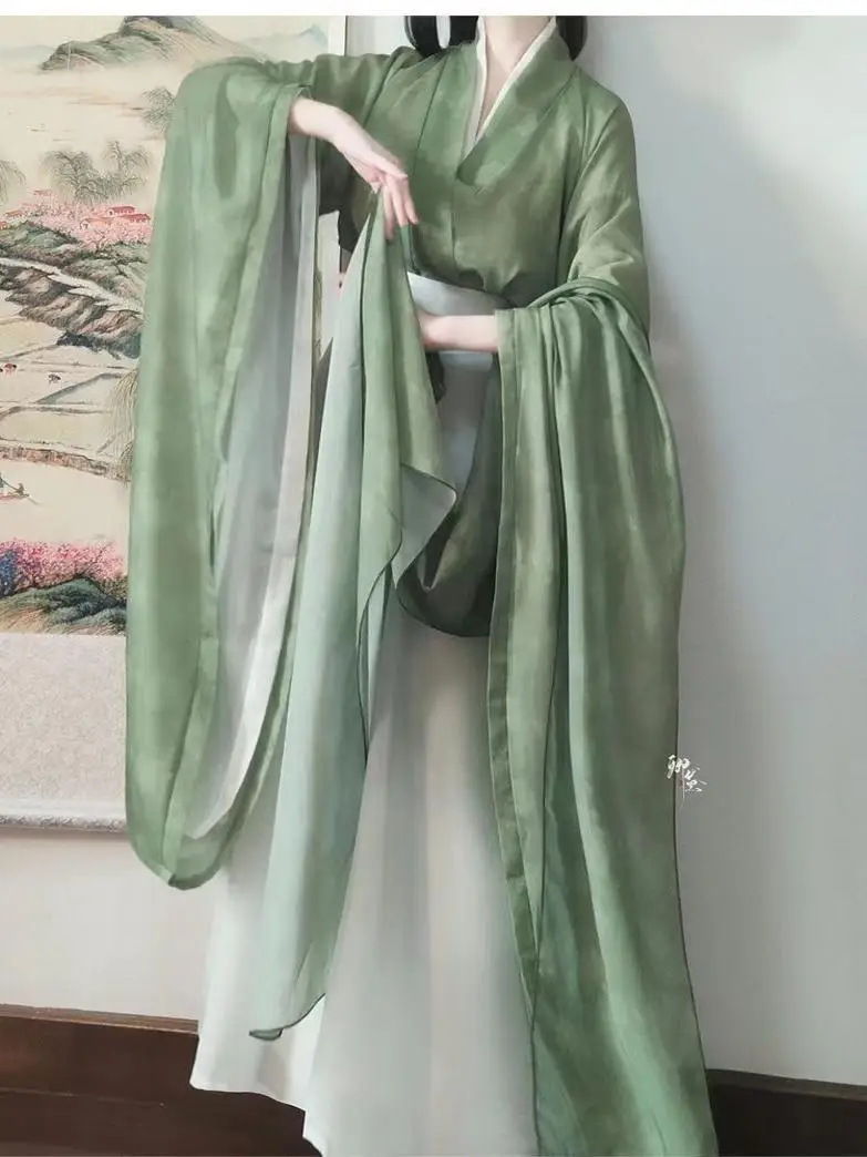 لعب الأدوار Hanfu المرأة نمط عبر طوق الخصر طول ثمانية عجزا تنورة الدول المتحاربة رداء مجموعة كرنفال حفلة جمع
