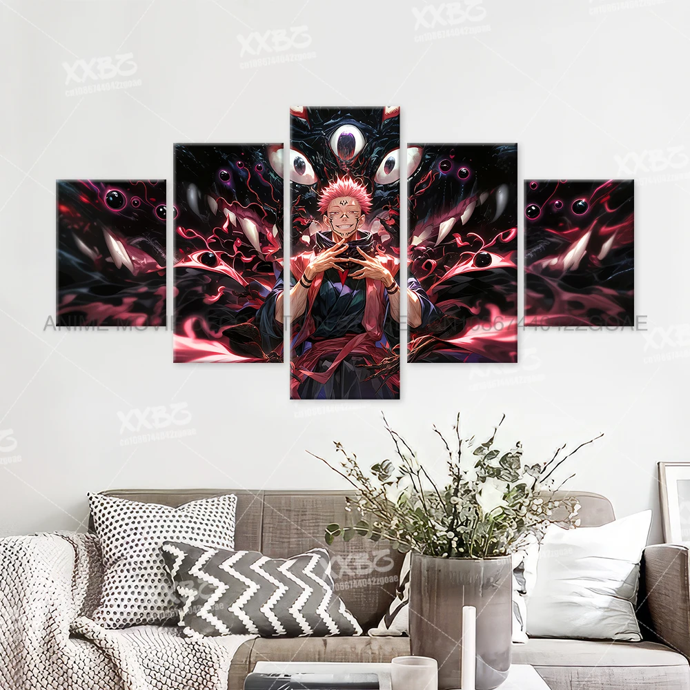 Anime Jujutsu Kaisen Charakter 5PCS Home Decor Leinwand Gemälde Bilder Wand Kunst Gedruckt Poster Kein Rahmen Kunstwerk Wohnzimmer – Detail 16