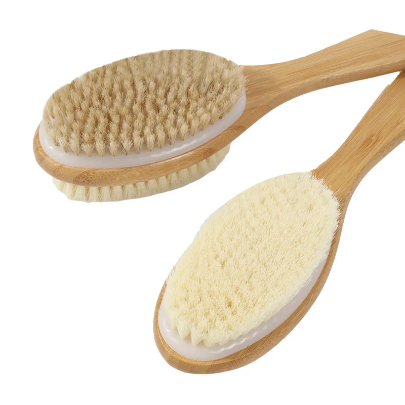 Natural Bristle Bath Brush Exfoliating Beauty Body shower Brush Portable  SPA Massage Woman Man Skin Care Dry Body Wooden Brush