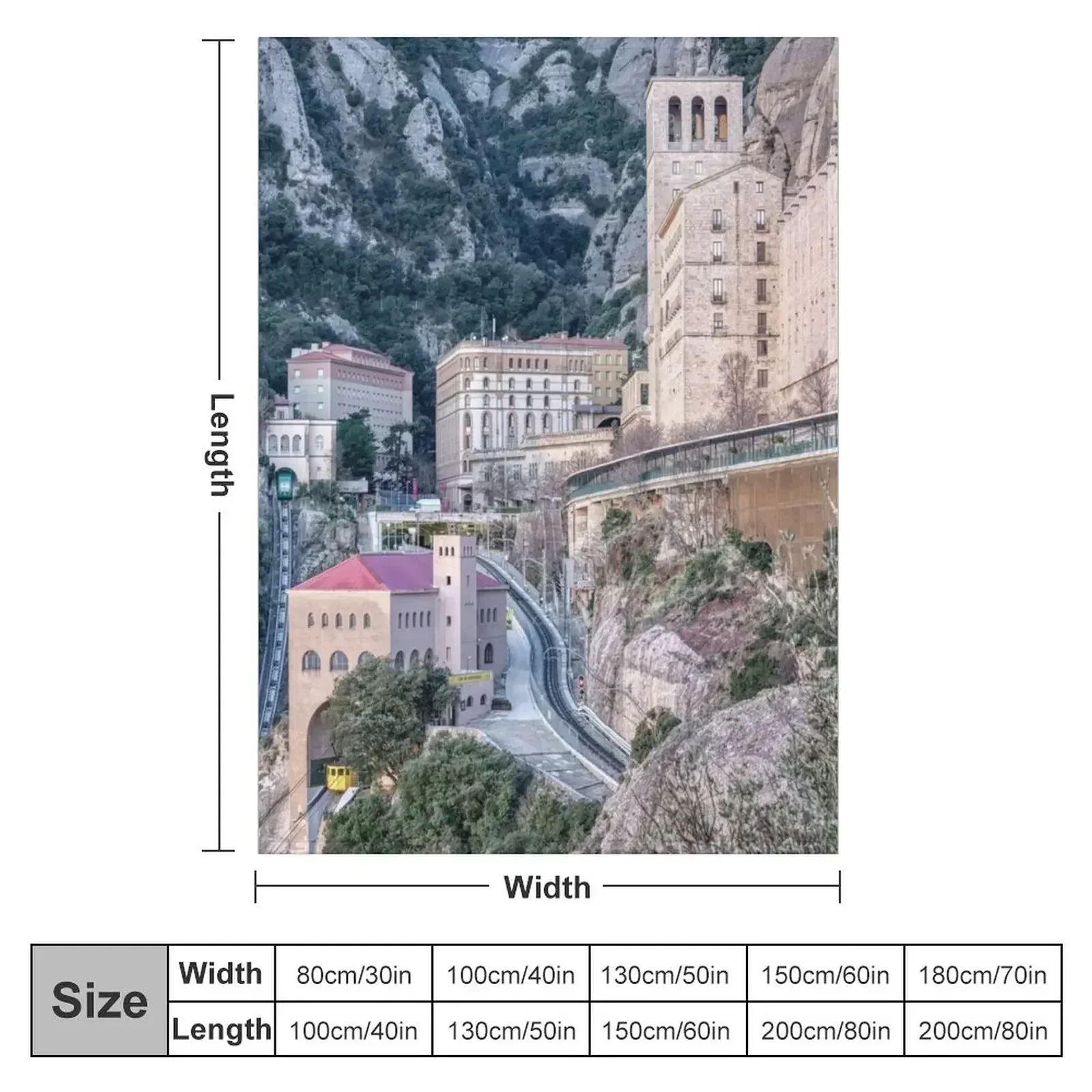 Santa Maria de Montserrat Abbey, Catalonia, Spain Throw Blanket Personalized Gift Single Soft Summer Beddings Blankets