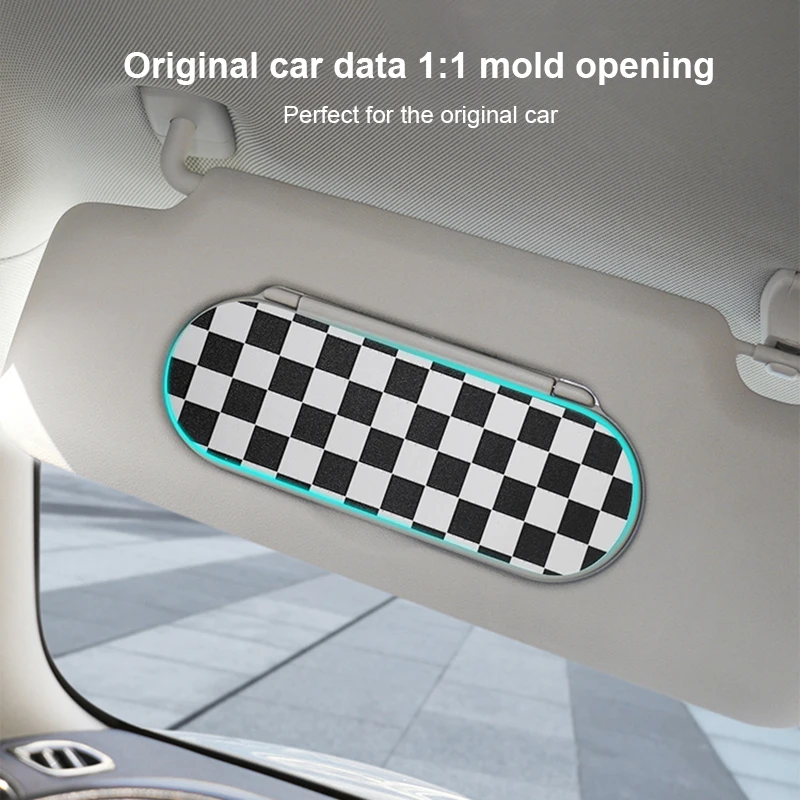 For Mini Cooper S F65 F66 2024 2025 Car Sun Visor 3D Leather Sticker Makeup Mirror Back Decals Stickers Decoration Accessories